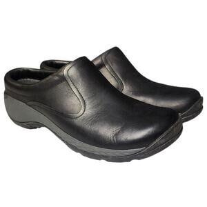 Merrell Encore Q2 Clogs Shoes Womens Size 8 Black Leather Slip On Casual J45810
